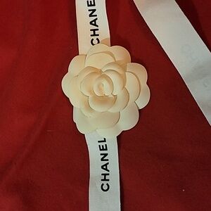 Authentic Chanel Camellia Flower Black and White Ribbon